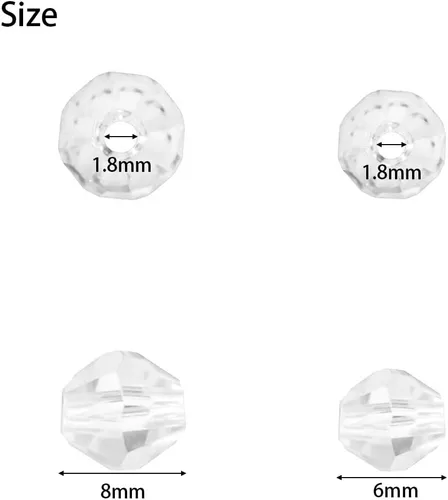 Miniatura 5 de 400 cuentas de cristal redondas acrílicas de 0.315 pulgadas (0.315 in), cuentas espaciadoras facetadas de color para hacer joyas, bricolaje, Rosa