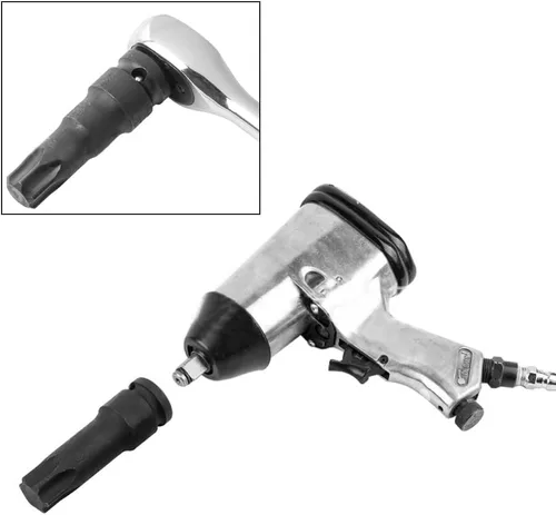 Miniatura 7 de Utoolmart Broca de impacto negra, 1/2 pulgada M12 Impact Triple Square Spline Socket, acero al molibdeno cromado, herramienta de reparación de broca