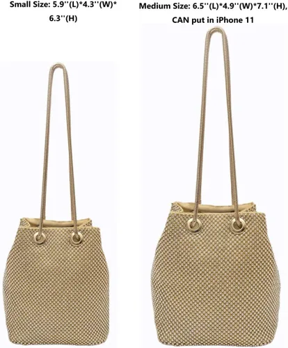 Miniatura 3 de Vgift Bolsa de cubo de lujo con diamantes de imitación, bolso de noche brillante para mujer