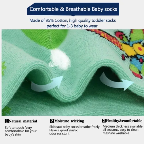 Miniatura 5 de Calcetines SkiBeaut para niño, 12 pares de calcetines antideslizantes para niño, calcetines de algodón con adherencia para niños de 1-3 3-5 5-7