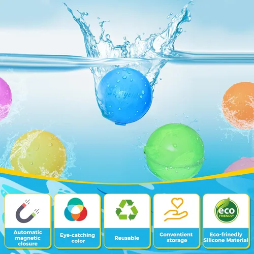 Miniatura 7 de 12 globos de agua reutilizables – Bolas de agua de llenado rápido para niños de 4 a 8 años – Bomba de agua autosellante recargable para fiesta