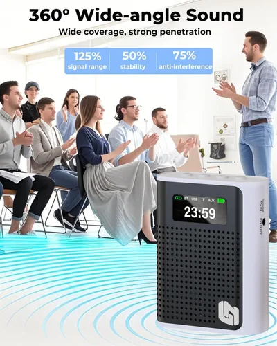 Miniatura 3 de 2025 Nuevo Amplificador de Voz Mejorado Inalámbrico con Micrófono Lavalier Magnético, Pantalla LED, Micrófono Portátil Recargable para Profesores