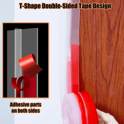 Miniatura 3 de Orghtin - Tira de sellado de silicona en forma de T, sellador de puerta transparente, tapón de corriente de puerta de 20 pies