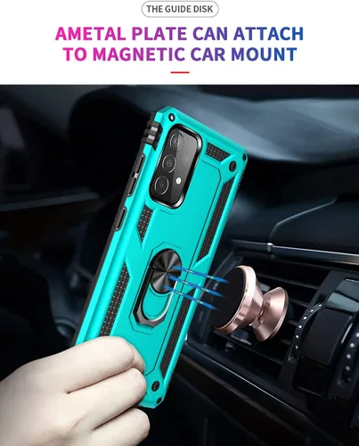 Miniatura 2 de Funda para Samsung A52, Galaxy A52 con protector de pantalla HD, soporte de anillo de grado militar, soporte de coche de 15 pies, probada a prueba