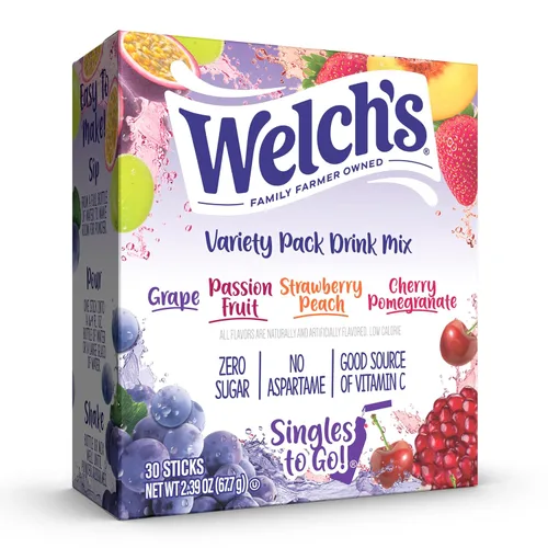 Miniatura 11 de Welch's Singles To Go! Paquete variado de mezcla de bebida de arándano, paquetes de sabor de agua sin azúcar, sin aspartamo, sin tintes
