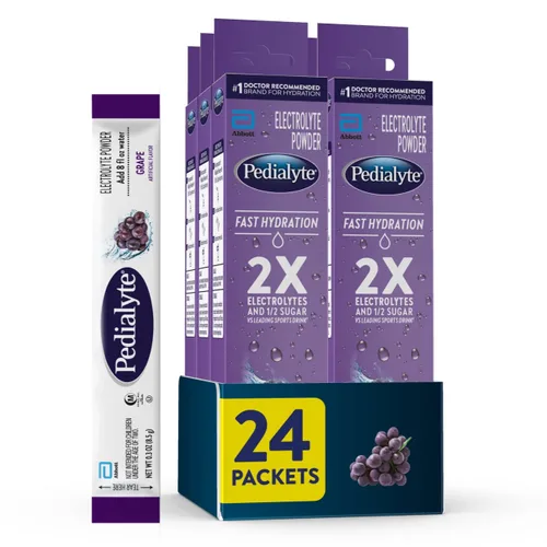 Miniatura 9 de Pedialyte Paquetes de polvo de electrolitos de hidratación rápida, fresa, bebida de hidratación, 24 paquetes de polvo de una sola porción