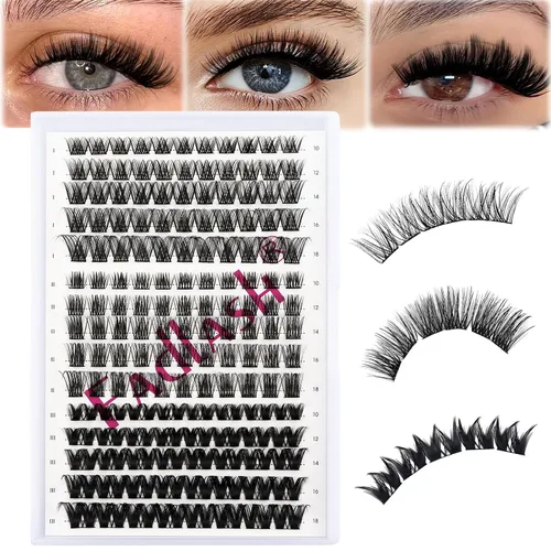 Miniatura 2 de FADLASH Extensiones de pestañas en racimo de pestañas de 0.35-0.70 pulgadas, para colocar en casa, rizado D, pestañas individuales en casa