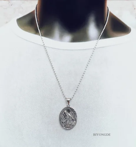 Miniatura 3 de Colgante de símbolo de lobo vikingo nórdico Vegvisir Mjolnir brújula para hombre, protección de fe, medallón guía amuleto, acero, joyería nórdica