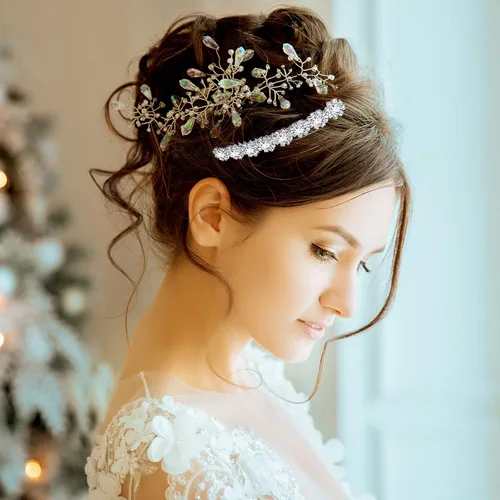 Miniatura 5 de Geosar 4 peines laterales de aleación de diamantes de imitación para el cabello, clips de flores de cristal, peine de boda, clips de joyería