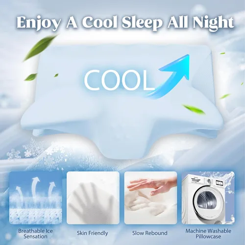 Miniatura 3 de Almohada cervical para cuello y hombro, almohadas de espuma viscoelástica de contorno refrescante, almohada ergonómica para el cuello, almohada