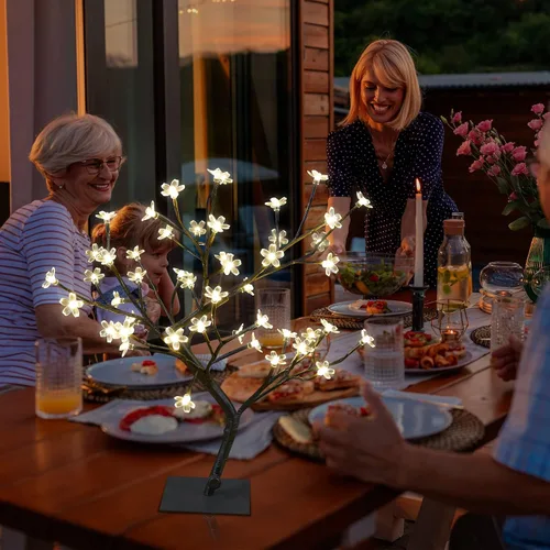 Miniatura 6 de Lámpara de árbol bonsái de 18 pulgadas con 48 LED de flor de cerezo japonés, decoración para interiores y exteriores, adaptador de fiesta de boda