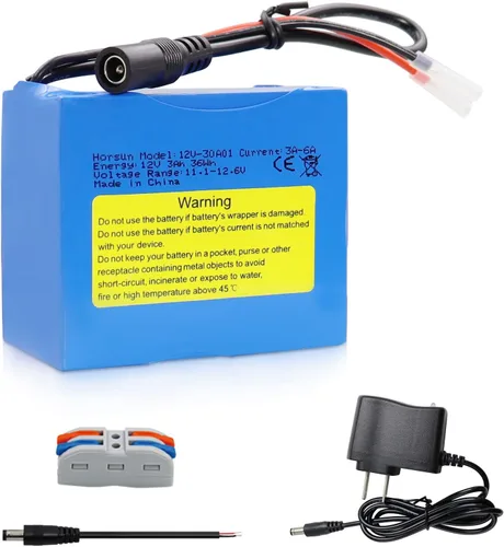 Miniatura 7 de Batería recargable de iones de litio de 12 V 1500 mAh, paquete de baterías de repuesto de cable de cables desnudos con cargador de 12 V