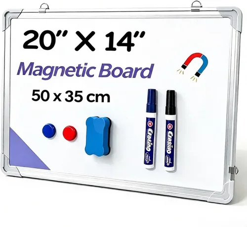 Miniatura 9 de Pizarra blanca de borrado en seco, 20 x 14 pulgadas (19.7 x 13.8 in) para pared, marco de aluminio para colgar para niños, dibujar y escribir enseñar