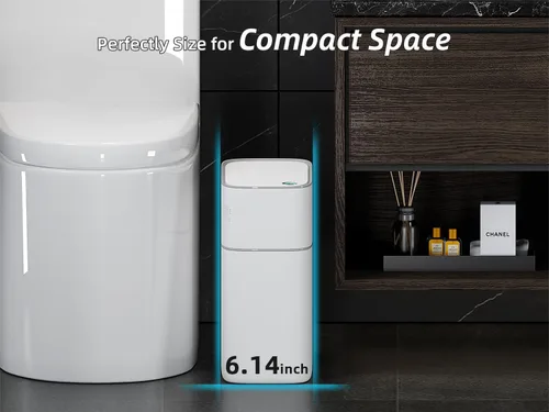 Miniatura 4 de MOPALL - Cubo de basura automático con sensor de movimiento para baño con tapa, de 3 galones, basurero sin contacto con auto-adsorción, papelero