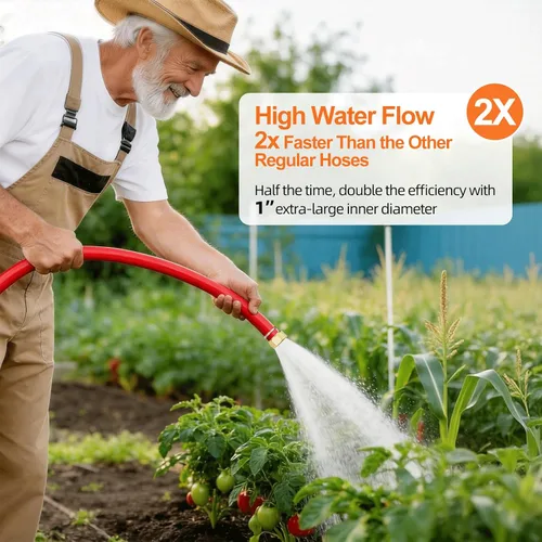 Miniatura 2 de SPECILITE Manguera de agua de jardín fría/caliente de 1 pulgada, 50 pies, -50 ℉ a 190 ℉, alto flujo de agua, flexible y ligera, tubo de goma