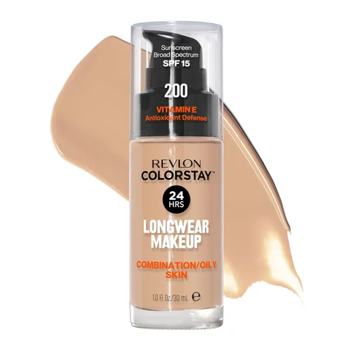 Miniatura 50 de Base líquida de Revlon ColorStay Maquillaje facial para piel mixta y grasa, SPF 15, cobertura media-completa con acabado mate, beige solar (392), 1