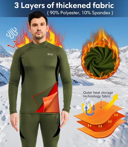 Miniatura 2 de romision Thermal Underwear for Men Long Johns Fleece Lined Hunting Gear Bottom Top Set Base Layer for Cold Weather XS-4XL