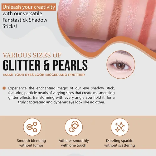 Miniatura 5 de MAKEHEAL ] Eyecrown Art Croquis Shadow Fantastick, iluminador tipo lápiz, se adhiere suavemente, varios tamaños de purpurina y perlas, K-Beauty