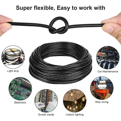 Miniatura 4 de Cable eléctrico calibre 10 con 2 conductores de cobre puro, libres de oxígeno, trenzados, de cloruro de polivinilo, flexible, para tiras