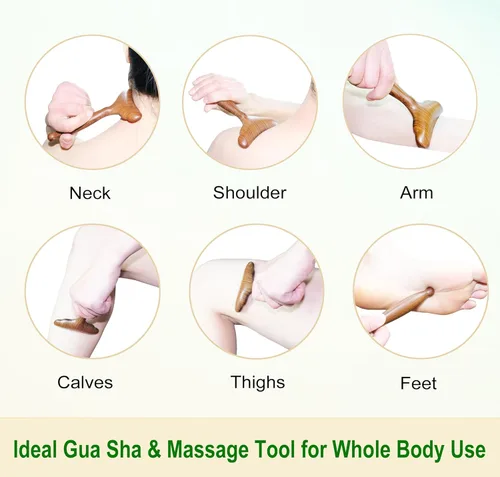 Miniatura 4 de Masajeador de drenaje linfático, herramientas de masaje de madera, paleta de Gua Sha para el cuerpo. Herramienta de drenaje linfático de madera