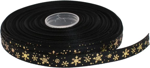 Miniatura 19 de Cinta de grogrén de copo de nieve con impresión dorada de 25 yardas cada rollo, borde tejido 100% poliéster (3/8 pulgadas, beige)
