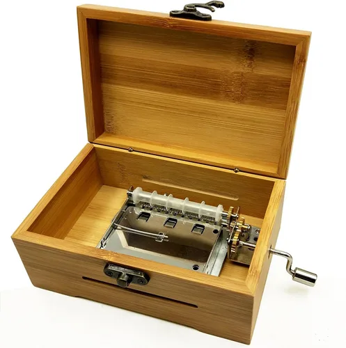 Miniatura 2 de Caja de música con manivela de 30 notas con engranaje de cobre DIY haz tu kit de herramientas de música (con caja de bambú)