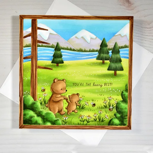Miniatura 9 de Bear Hugs - Juego de sellos y troqueles para hacer tarjetas, sellos transparentes y troqueles de corte de metal para álbumes de recortes