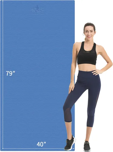 Hatha Yoga Esterilla de Yoga Extra Larga de TPE 79" x 40" x 1/2" de Grosor Esterilla de Ejercicio Antideslizante para Uso en Gimnasio en Casa, Yoga,