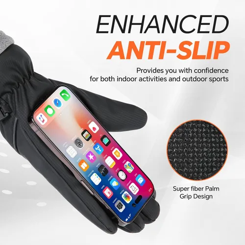 Miniatura 4 de Guantes de invierno impermeables y resistentes al viento para hombres y mujeres, térmicos cálidos para clima frío, agarre de nieve para pantalla