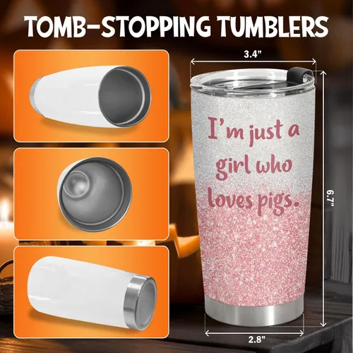 Miniatura 5 de 34HD Solo una chica que ama a los cerdos Taza con tapa de 20 onzas, taza de granjero aislada al vacío, regalos para mujeres amantes de los cerdos