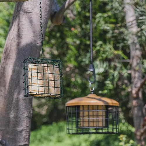 Miniatura 8 de MEKKAPRO Suet - Comedero para pájaros salvajes con cadena de metal colgante, doble delight con cadena de metal, doble capacidad, resistente a