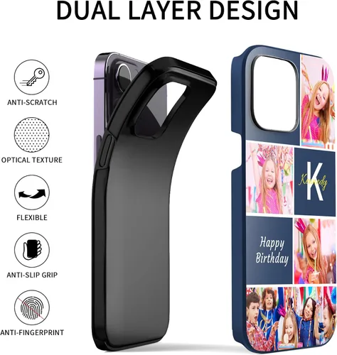Miniatura 3 de Easycosy Fundas personalizadas para teléfono con imagen para 17, 16, 15, 14, 13, 12, 11 Pro/Max/Mini Air XR X Xs Max de doble capa de defensa