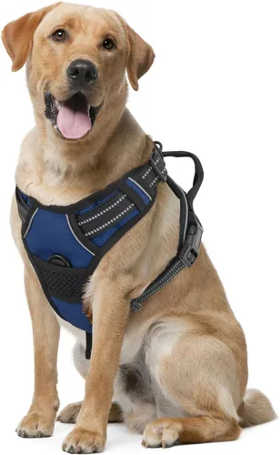 Miniatura 10 de MoNiBloom Arnés reflectante para perro, arnés de chaleco sin tirones con asa, arnés ajustable y acolchado suave para mascotas para perros grandes