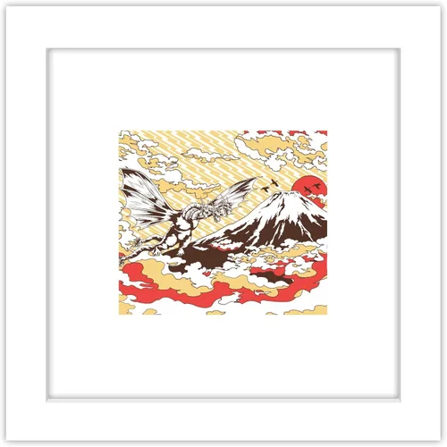 Trends International Gallery Pops Godzilla - Póster de pared tradicional japonés rey Ghidorah volador, 12.00 x 12.00 pulgadas, versión de marco