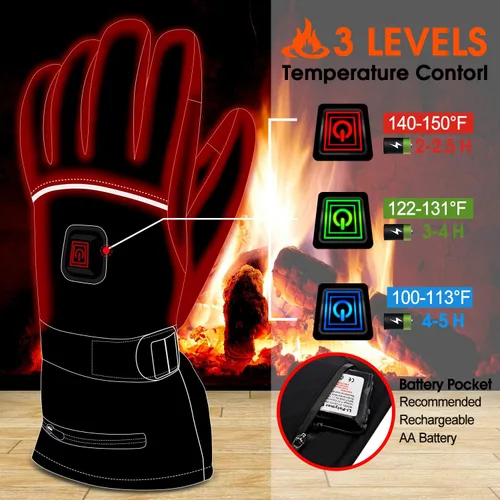 Miniatura 2 de Autocastle Guantes térmicos para mujeres y hombres, guantes de batería recargable de 7.4 V, guantes de calefacción eléctrica, lavables