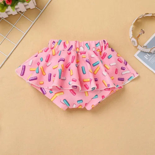 Miniatura 3 de IMEKIS Traje de 1er cumpleaños para bebé niña con estampado de girasol y durazno + pantalones cortos con volantes + diadema para sesión de fotos