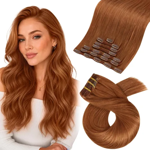 Miniatura 70 de Moresoo Extensiones de cabello humano Remy con clip, color rubio platino, extensiones de cabello humano real de doble trama, color rubio #60, 18