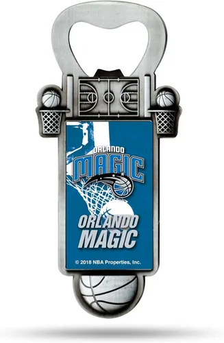 Miniatura 24 de Rico Industries Abrebotellas magnético de baloncesto de la NBA, acero inoxidable, imán fuerte para exhibir en el refrigerador