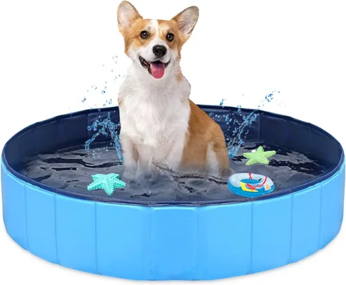 Piscina plegable mejorada para perros y mascotas, piscina acolchada de plástico para niños, piscina plegable a prueba de fugas para perros grandes y