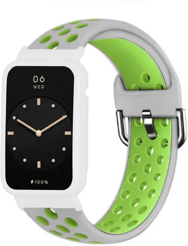 Senter Correa de silicona suave de repuesto compatible con Huawei Band 7 Pro Smart Watch Gris/Verde