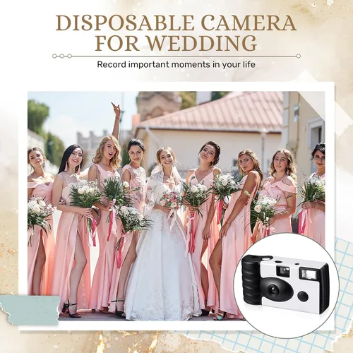 Miniatura 6 de Treela Paquete de 6 cámaras desechables para boda, despedida de soltera, de un solo uso, cámara flash de 1.38 pulgadas para cumpleaños, concierto