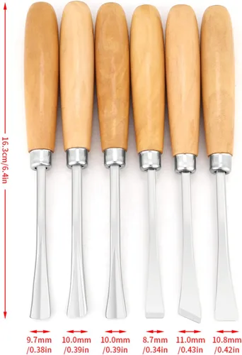 Miniatura 2 de Juego de 6 herramientas de tallado de madera, cinceles de mano profesionales para tallar madera, herramientas de carpintería, herramientas