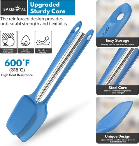 Miniatura 2 de BakeRoyal Juego de espátulas de silicona – 4 espátulas de goma de silicona resistente al calor 600 °F para tareas diarias – Espátulas de cocina