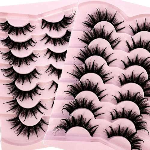 Miniatura 12 de 7 pares de pestañas de ojo de gato 3D pestañas postizas naturales 5D esponjosas suaves cruzadas pestañas manga pestañas Wispy Natural pestañas