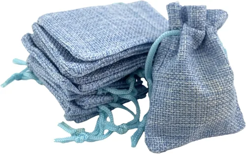 Miniatura 60 de Palmhomee Paquete de 20 bolsas de regalo de arpillera con cordón, bolsas de joyería de lino, bolsas de yute de boda para joyas y bolsas