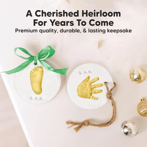 Miniatura 8 de Kit de huellas de manos y pies para bebés niñas y niños - Kit de adorno personalizado para la primera Navidad del bebé, regalos de Navidad