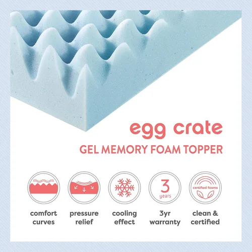 Miniatura 9 de Best Price Mattress Cubrecolchón de espuma viscoelástica con forma de huevera de 4 pulgadas con infusión de gel refrescante, certificado