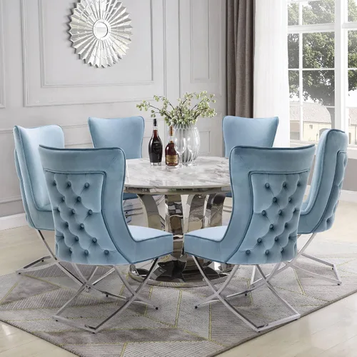 Miniatura 15 de LOULENS Elegance - Juego de 2 sillas de comedor de terciopelo, lujosas sillas de comedor tapizadas acolchadas, sillas decorativas de terciopelo real