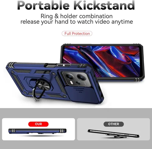 Miniatura 4 de Funda para Redmi Note 12 Pro Case/Poco X5 Pro 22101320G Funda con protector de pantalla de vidrio templado y cubierta de cámara deslizante, soporte