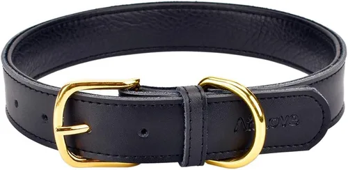 Collares de cuero para mascotas, acolchados, para gatos, cachorros, perros pequeños y medianos, Negro